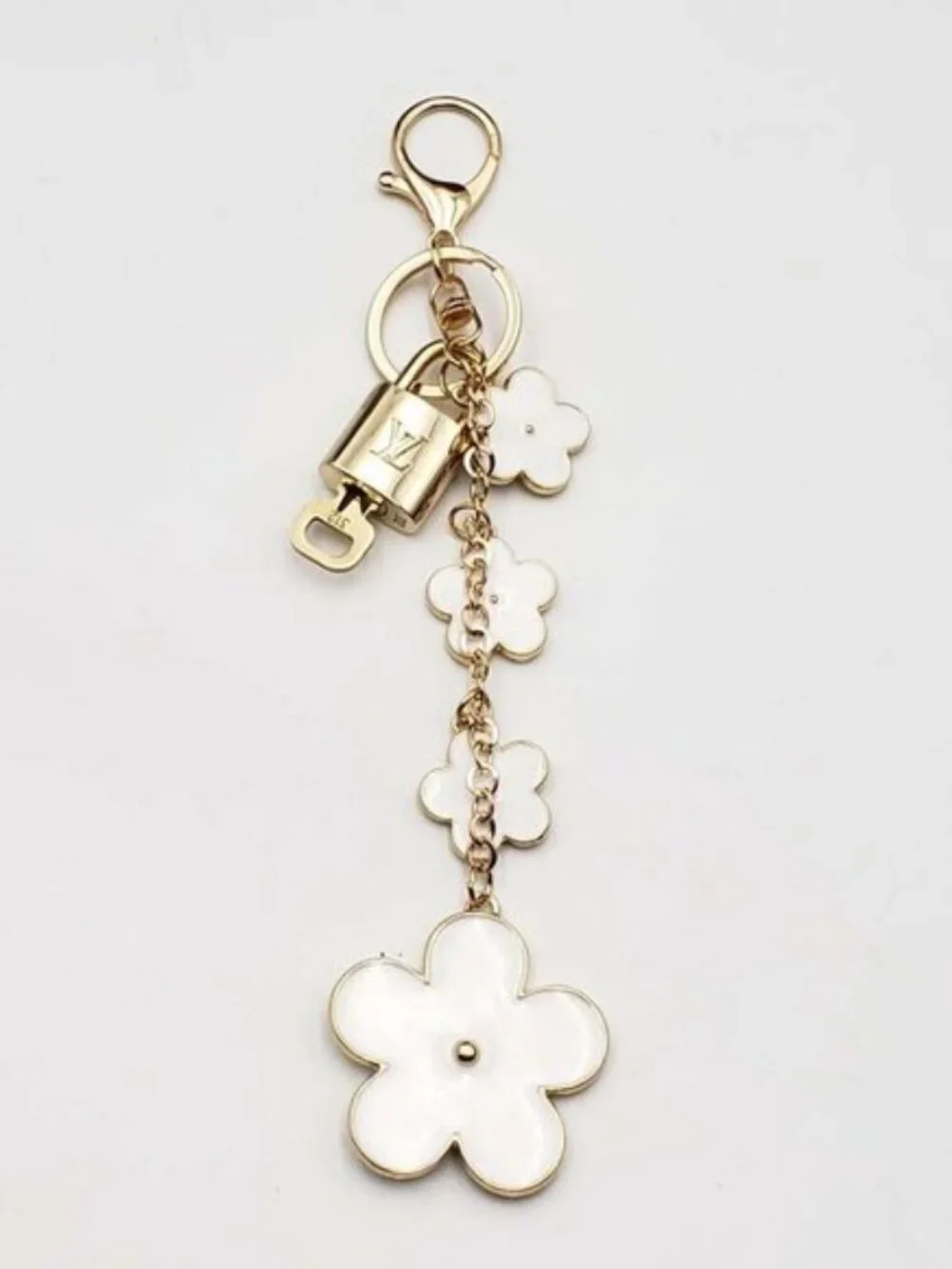 Louis Vuitton Gold Lock 🔒 Authentic LV Key + Unbranded Flower Bag Charm
